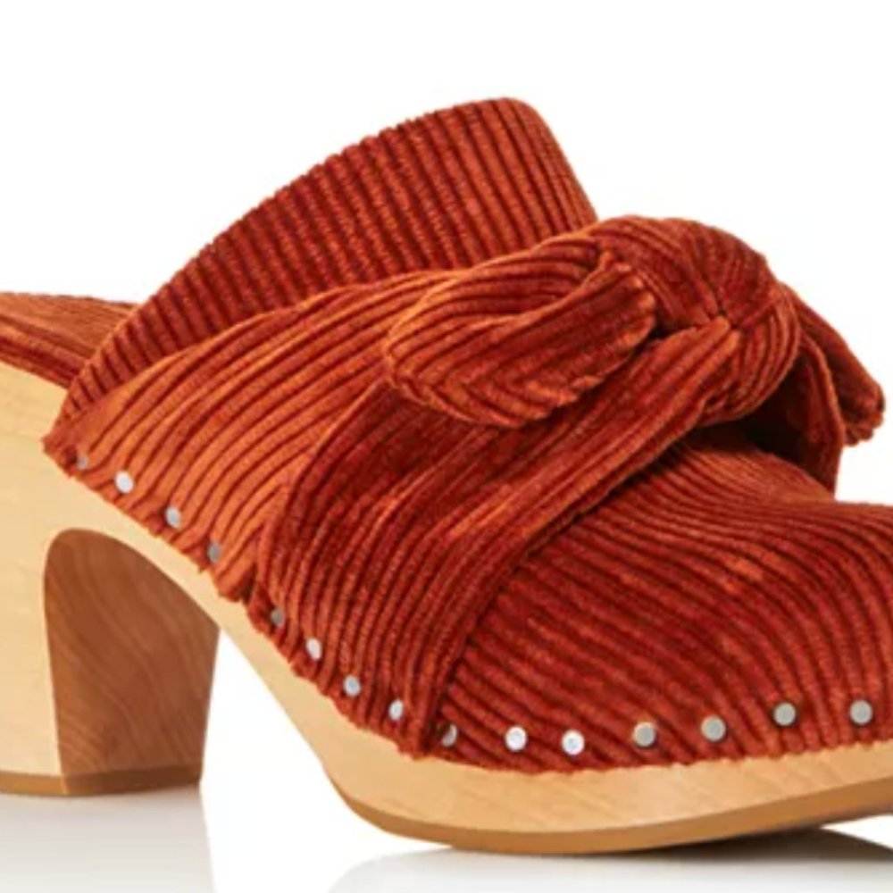 Loeffler Randall, Womens Size 8, Women's Neko Round Toe Wooden High-Heel Clogs